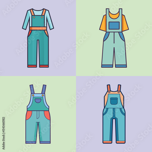 Overalls Flat Illustration in Simple Minimalist Style"

