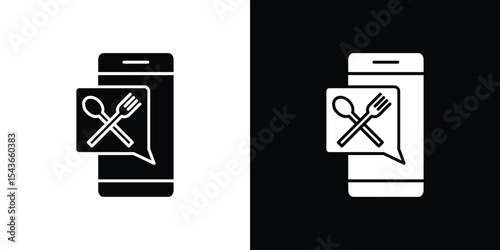 Mobile food ordering icon collection. line stroke icon. EPS 10