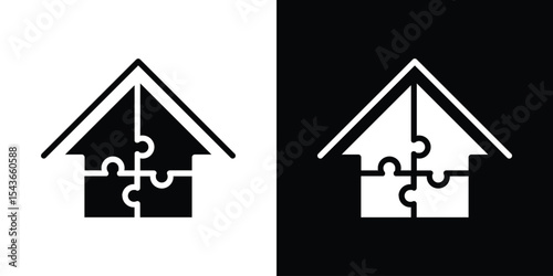 Modular house icon collection. line stroke icon. EPS 10