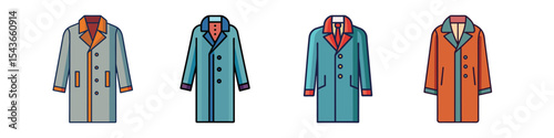 Overcoat Flat Illustration in Simple Minimalist Style