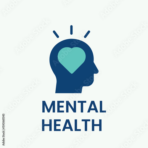 Mental Health Care Logo – Head with Heart Symbol for Therapy, Wellness, Psychology and Support Icon
