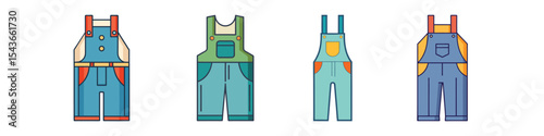 Overalls Flat Illustration in Simple Minimalist Style"

