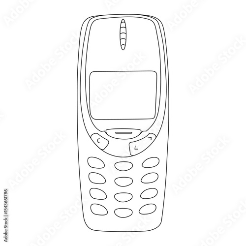 Old Mobile Phone line art vector design. Old Mobile Phone outline illustration design.