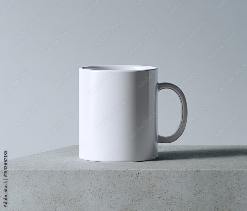 Obraz premium Empty white mug on a grey surface
