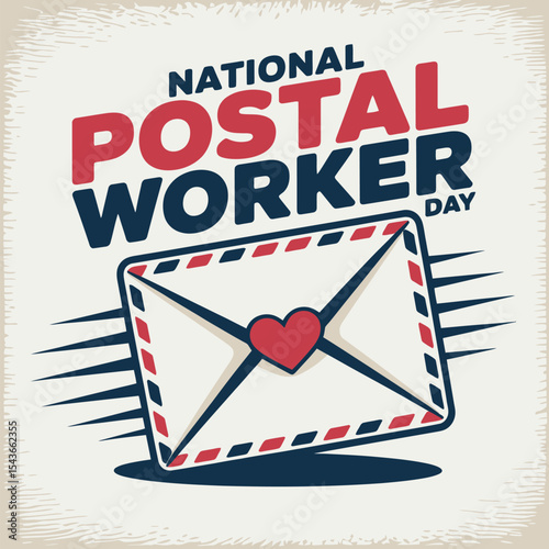 National Postal Worker Day Envelope Heart Tribute Graphic