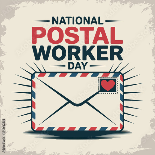 National Postal Worker Day Envelope Heart Tribute Graphic