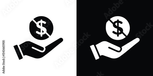 No dollar signs collection. line stroke icon. EPS 10