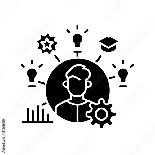 assessment student knowledge level black flat icon for digital and print projects.
