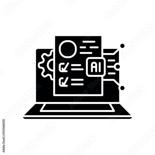 Automation administrative processes educational institutions black flat icon for digital and print projects.