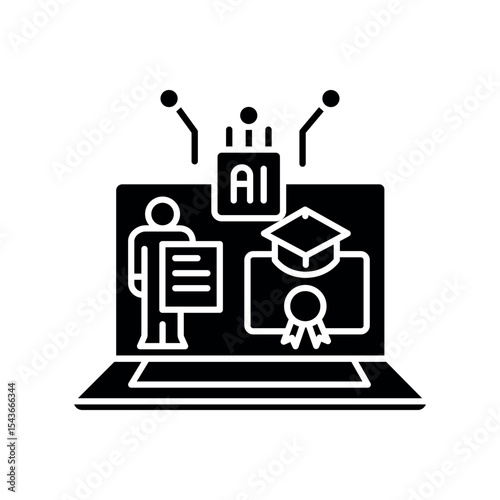 personalized learning students black flat icon for digital and print projects.