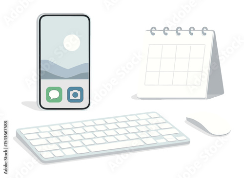 Minimalist digital workspace icons set – outline, modern and simple design symbols