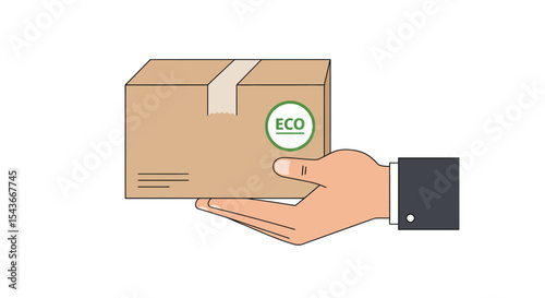 Hand delivering a sustainably packaged cardboard box.