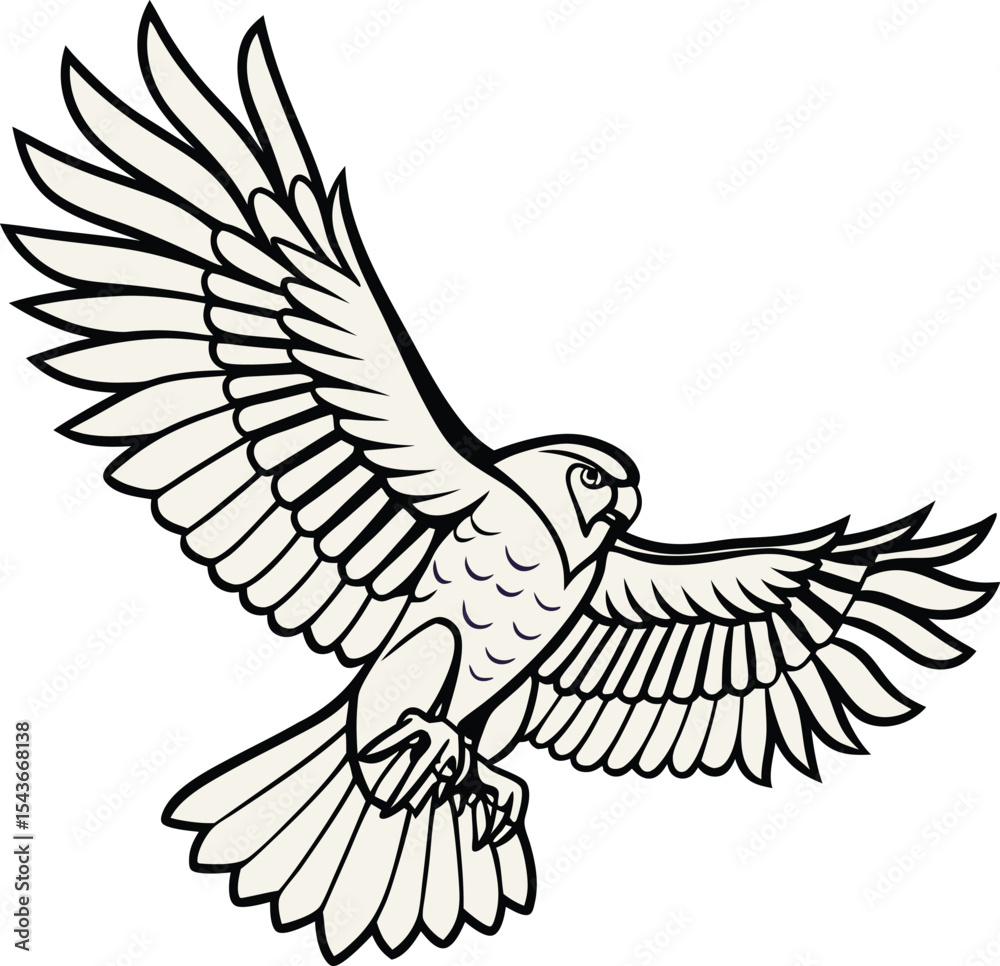 Obraz premium Majestic Falcon in Flight Design Logo Branding Asset