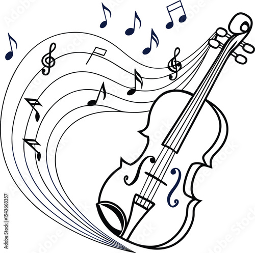 Elegant Violin Design with Musical Notes for Branding