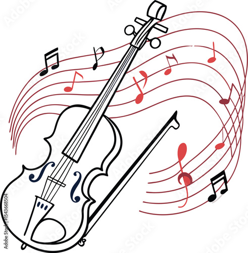 Elegant Violin Design with Musical Notes for Branding