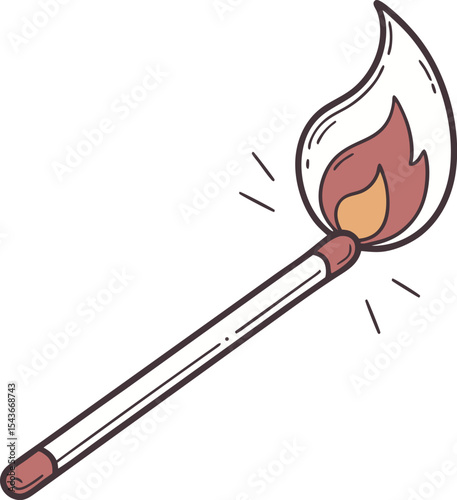 Burning Matchstick Design Element Perfect for Branding and Logos