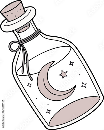 Celestial Bottle Design Moon Stars Night Bottle Graphic