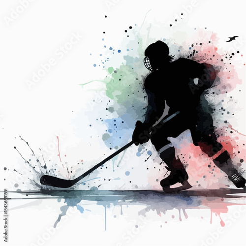 Watercolor hockey player 