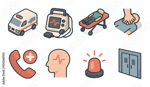 Emergency icons set – 3d, disaster response and safety symbols for quick aid