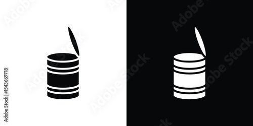 Open tin can icon collection. line stroke icon. EPS 10
