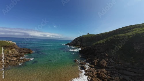 Hermitage of Santa Justa, Hermitage, Chapel, Small seaside church, Rock chapel, Cliffside chapel, Hermitage by the sea, Seaside chapel, Small church on the beach, Ancient coastal chapel, Stone chapel,