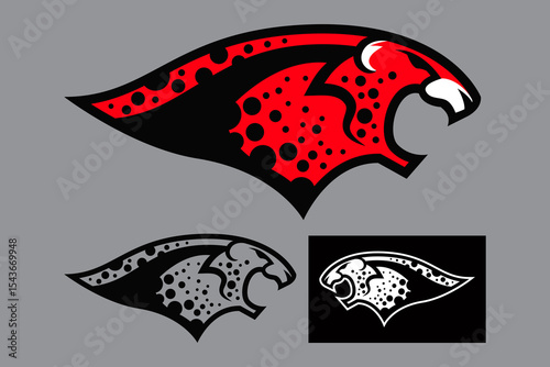 leopard orange head logo vector emblem