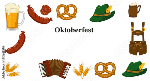 Oktoberfest-themed illustration for celebration promotions, event decorations, and cultural festivities