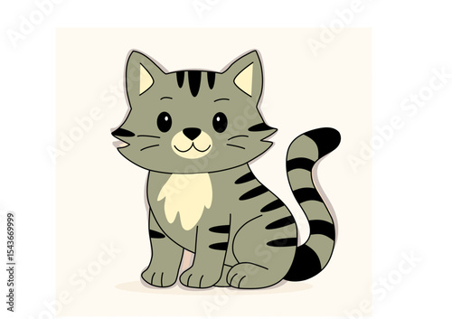 A simple vector illustration of a cute grey cat, ideal for children's books, pet adoption campaigns, or animal welfare projects.