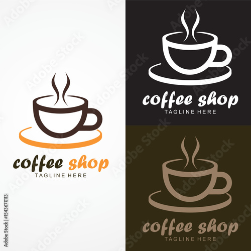 Modern Coffee Shop Logo Design – Hot Drink Symbol Art