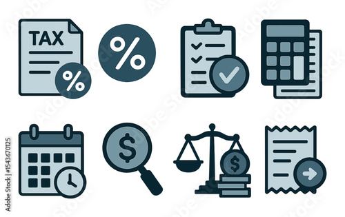 Finance and accounting icons set – duotone, minimal and simple graphic elements