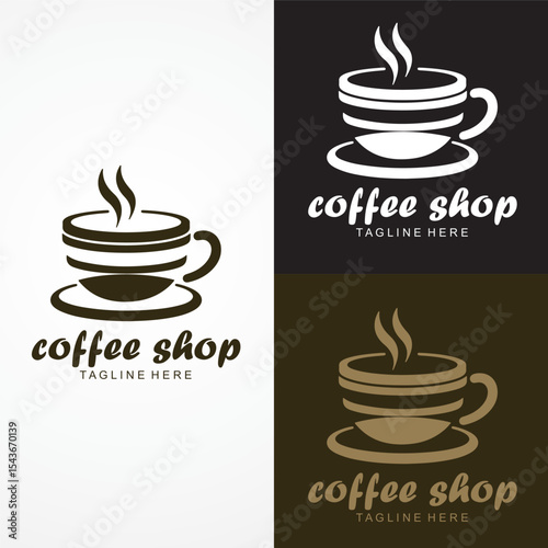 Modern Coffee Shop Logo Design – Hot Drink Symbol Art