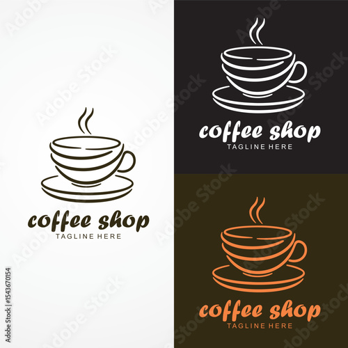 Modern Coffee Shop Logo Design – Hot Drink Symbol Art