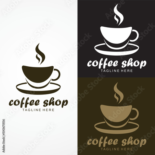 Modern Coffee Shop Logo Design – Hot Drink Symbol Art