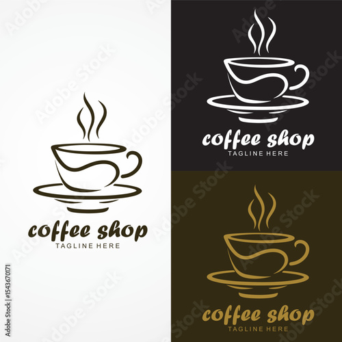 Modern Coffee Shop Logo Design – Hot Drink Symbol Art