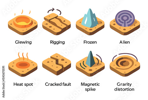 Space and science icons set – 3d, planetary anomalies and cosmic symbols