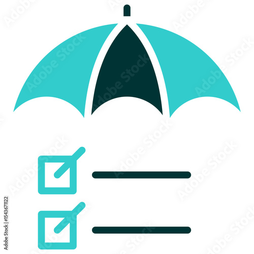 Checklist Safety - Dual Tone Glyph Silhouette Icon - Umbrella above a checklist, representing verified protection measures