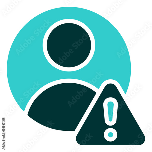 Risk User - Dual Tone Glyph Silhouette Icon - user avatar with alert symbol indicating potential user-related system risk