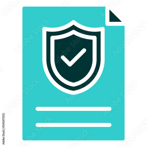 Security Report - Dual Tone Glyph Silhouette Icon - Document with shield and checkmark, symbolizing a validated security report
