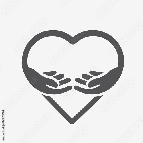 Hands with heart logo. Heart in hands

