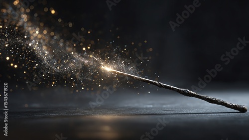 Magic wand with sparkling light effect.