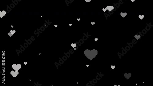 y2k black and white heart pixel 8bit background wallpaper