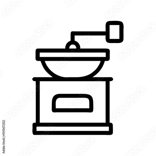 Coffee Grinder Clean Outline Icon – Manual Brew Tool and Kitchen Appliance Symbol

