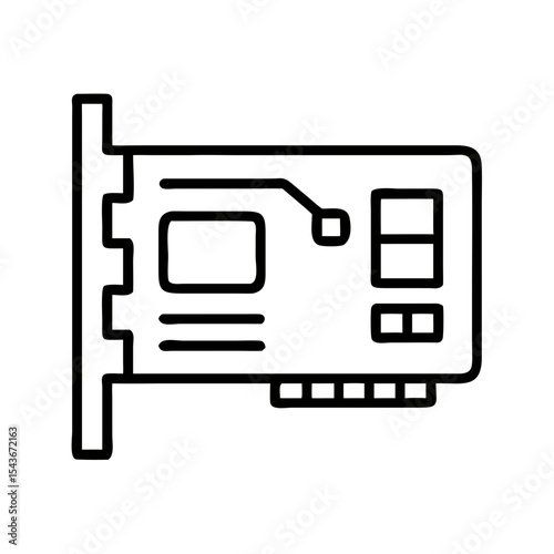 Expansion Card Clean Outline Icon – Computer Hardware and PC Component Symbol

