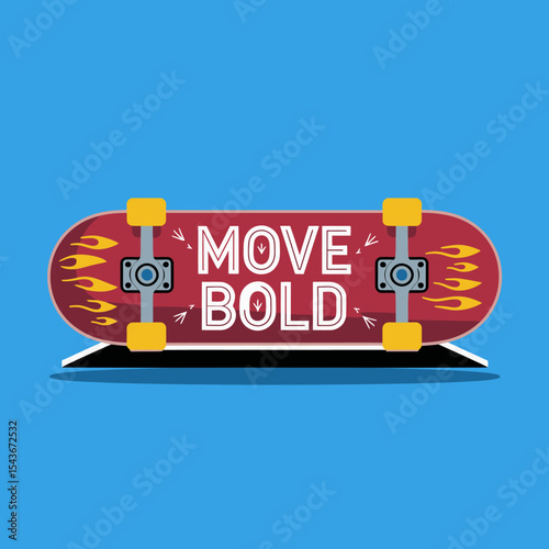 Red Skateboard Design Move Bold Graphic Illustration Flat Style Modern Trendy Skateboarding Sport Equipment Active Lifestyle Extreme Sports Recreation Youth Culture Cool Design Artistic Vector Image  