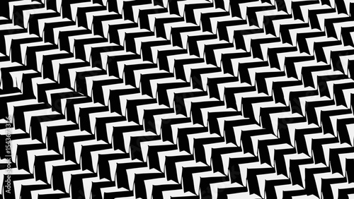 Black and white chevron pattern with repeating angular shapes creating a dynamic visual texture effect