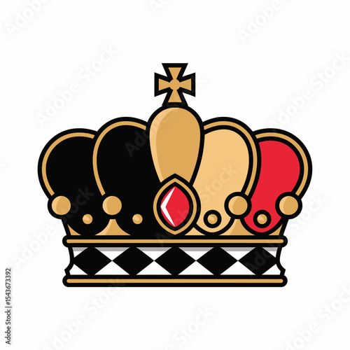 Royal Gold Crown Design Elegant Black Red Jewel King Queen Luxury Emblem Graphic Illustration Artistic Design  Vector Image  High Resolution Premium Quality Simple Minimalist Style gem icon rich regal