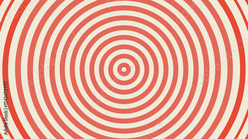 Concentric circles of red and off white create a hypnotic pattern that draws the eye inward to the center