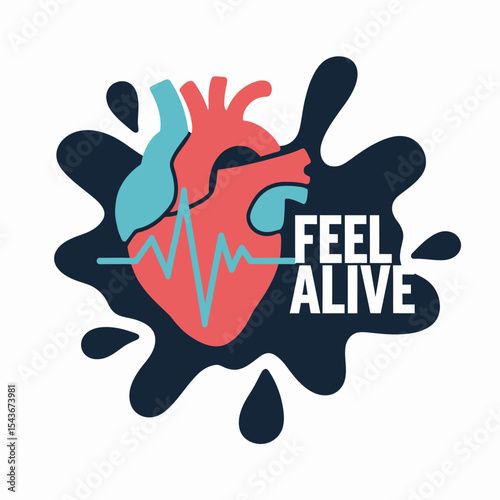 Vibrant Red Human Heart Beat Pulse Graphic Design Element Illustration Modern Healthcare Medical Cardiology Concept Abstract Art Feel Alive Stylish Vector Image Creative Design Unique Artwork Digital 