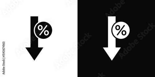Percent down icon collection. line stroke icon. EPS 10