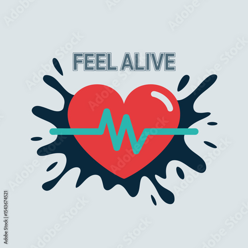 Vibrant Red Heartbeat Graphic Design Element Energetic Health Pulse Illustration Strong Positive Lifestyle Fitness Cardiology Medical Wellness Heartbeat Symbol Healthy Living Active Life Energy       